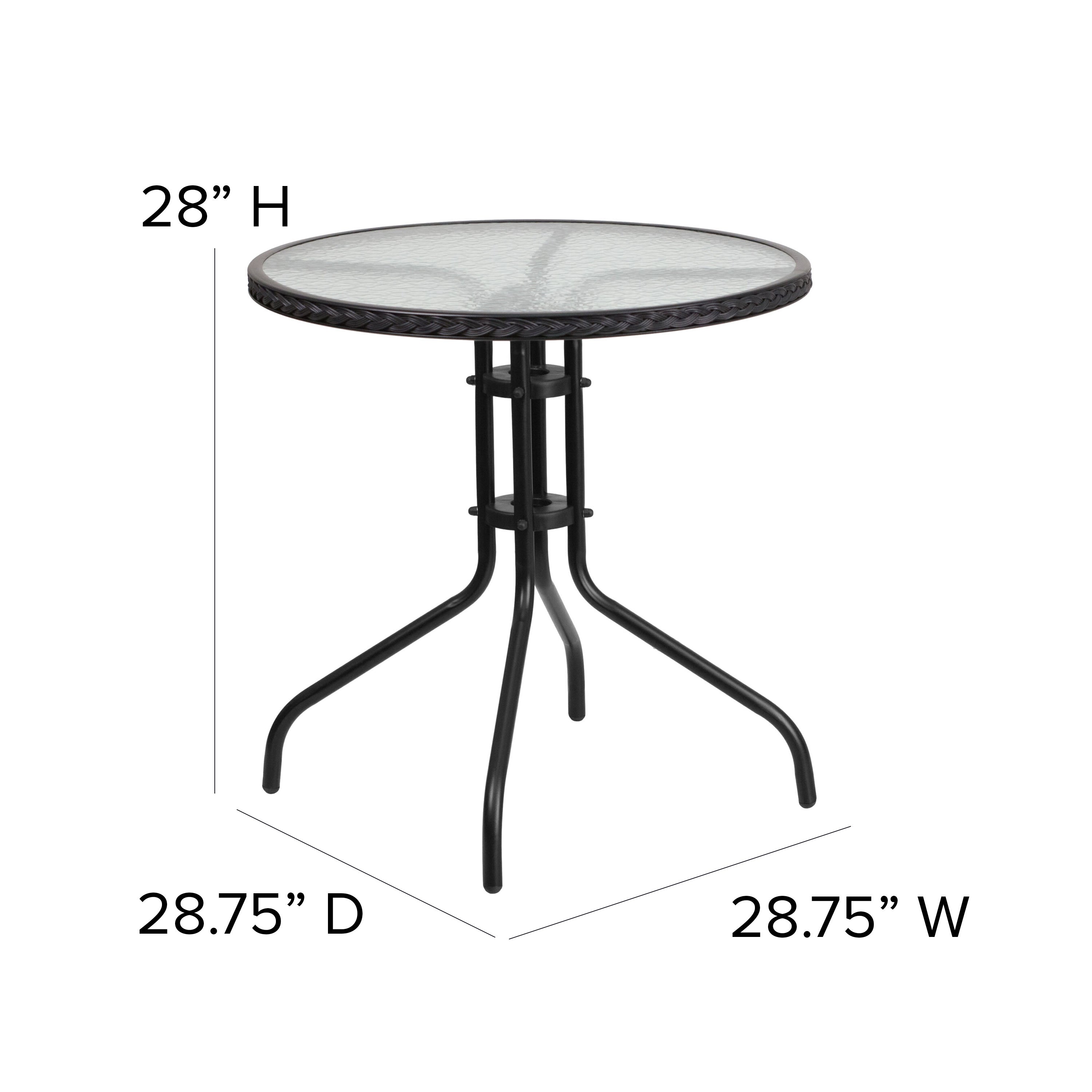 FLASH Barker 71.1cm Round Tempered Glass Metal Patio Table