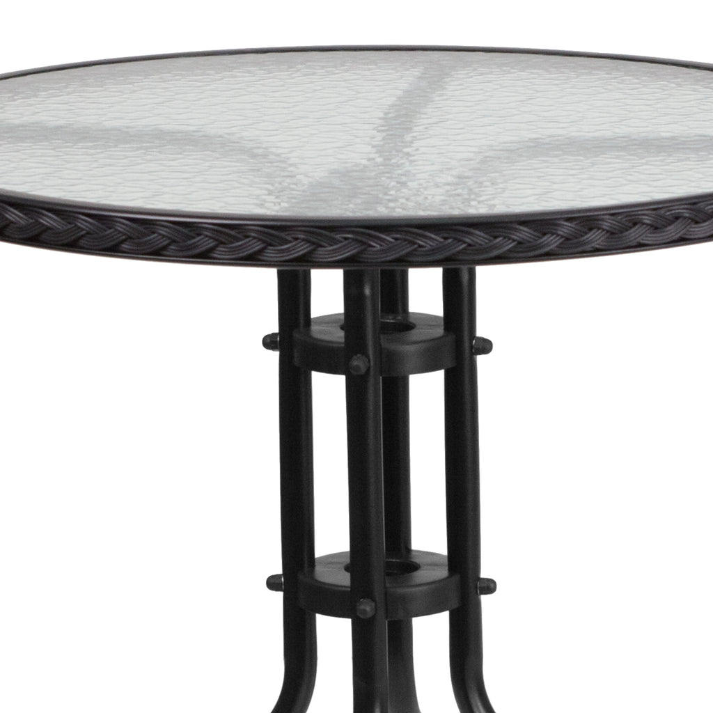 FLASH Barker 71.1cm Round Tempered Glass Metal Patio Table