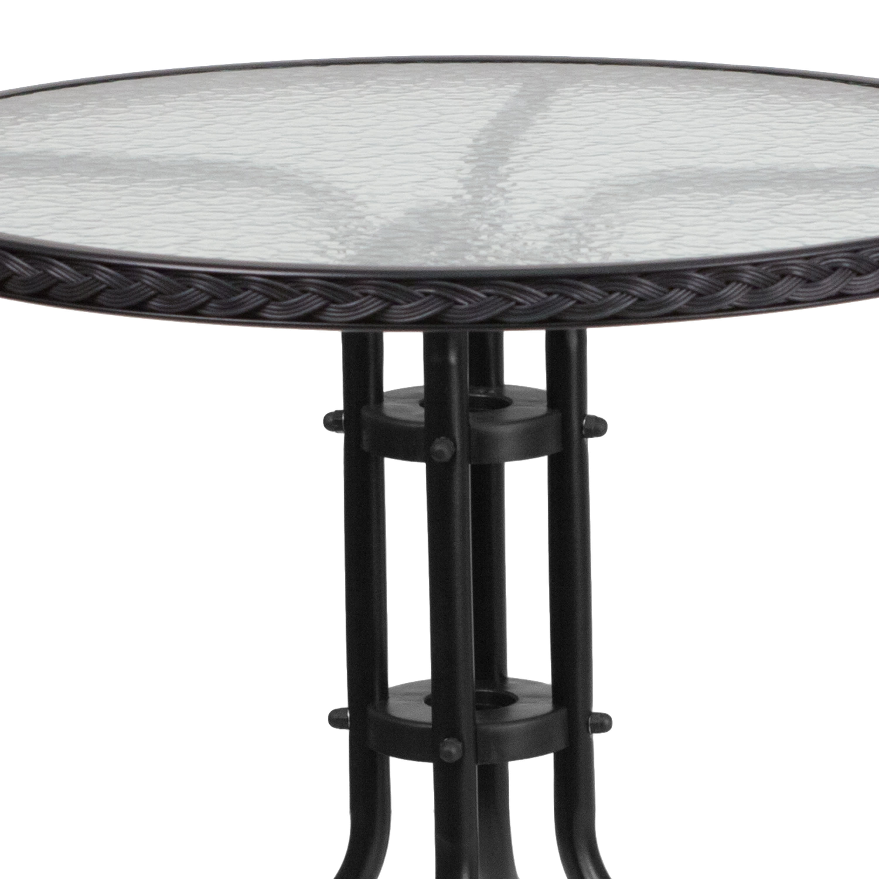 FLASH Barker 71.1cm Round Tempered Glass Metal Patio Table