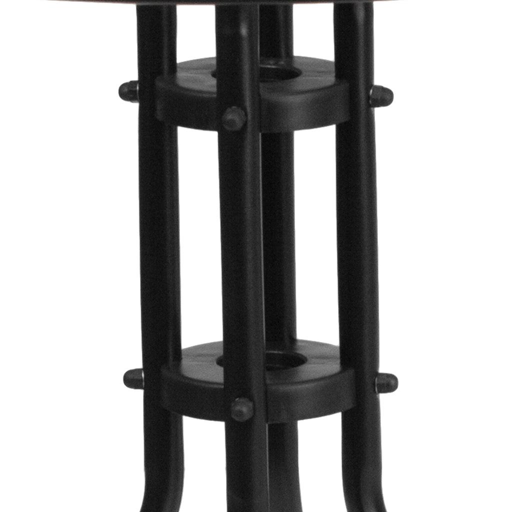 FLASH Barker 71.1cm Round Tempered Glass Metal Patio Table