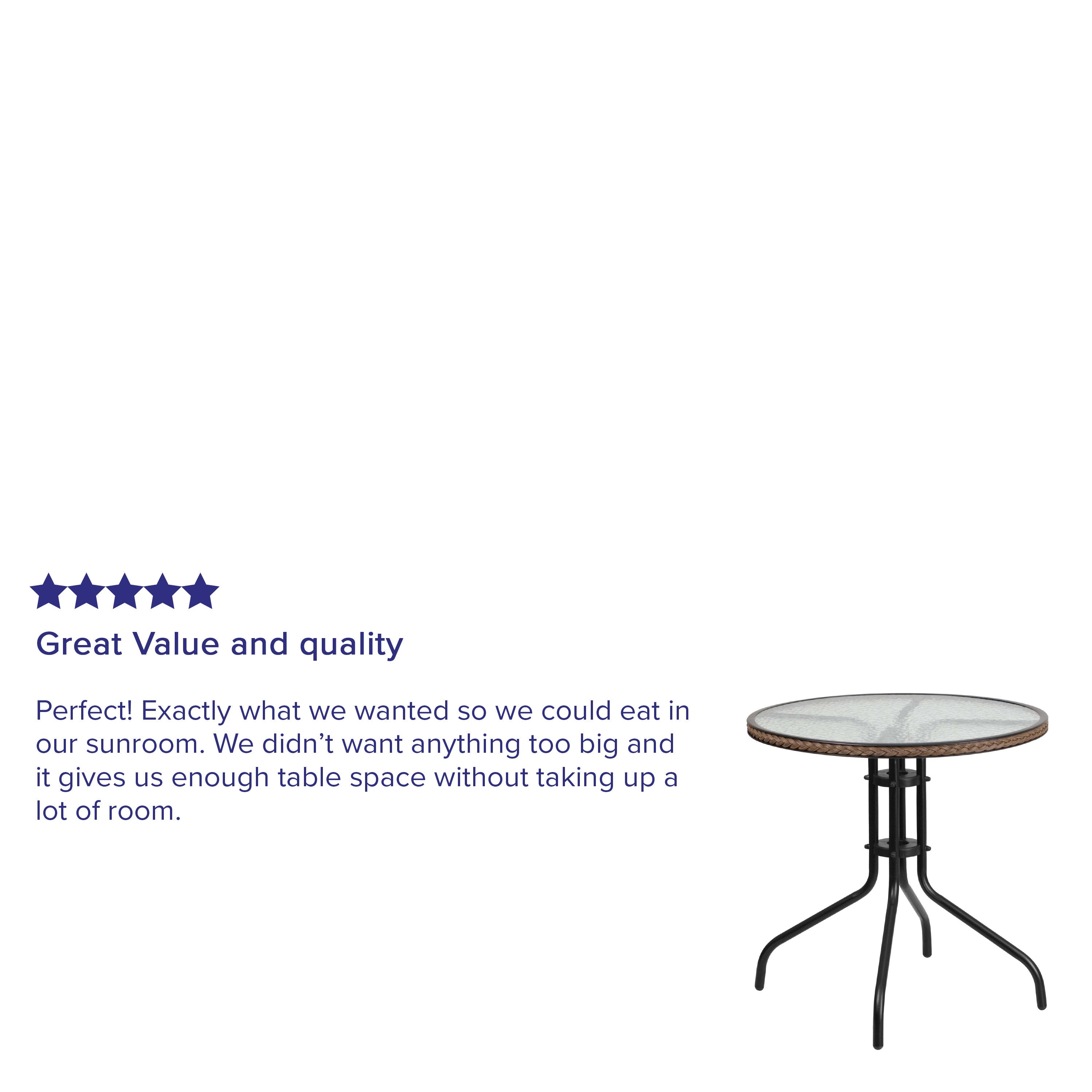 FLASH Barker 71.1cm Round Tempered Glass Metal Patio Table