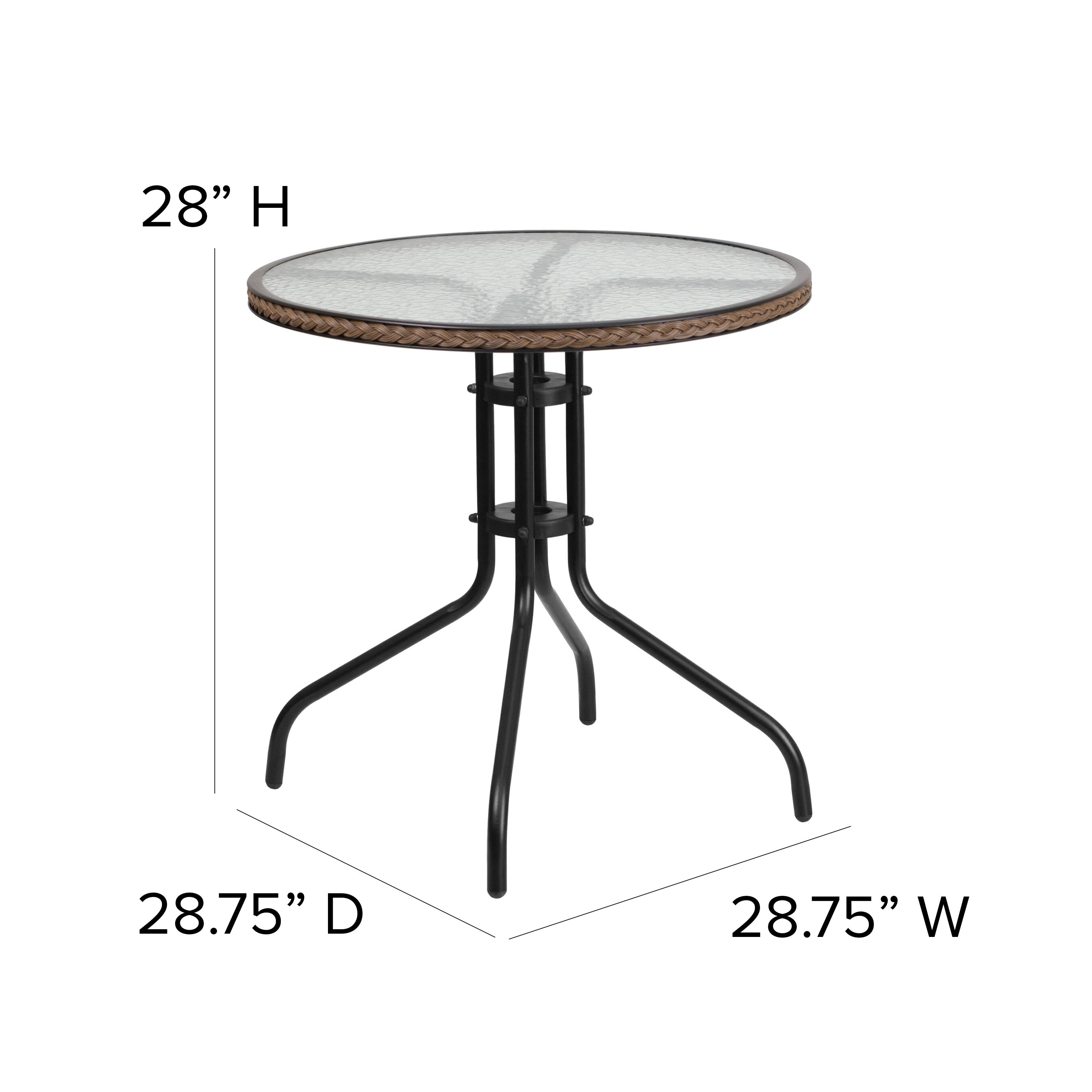 FLASH Barker 71.1cm Round Tempered Glass Metal Patio Table