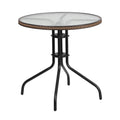 FLASH Barker 71.1cm Round Tempered Glass Metal Patio Table